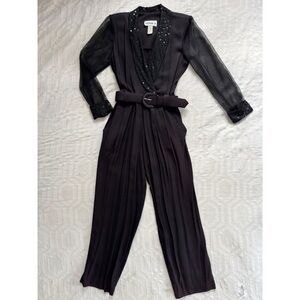 Vintage 80s Studio I Wide Leg Sequined Jumpsuit with Belt